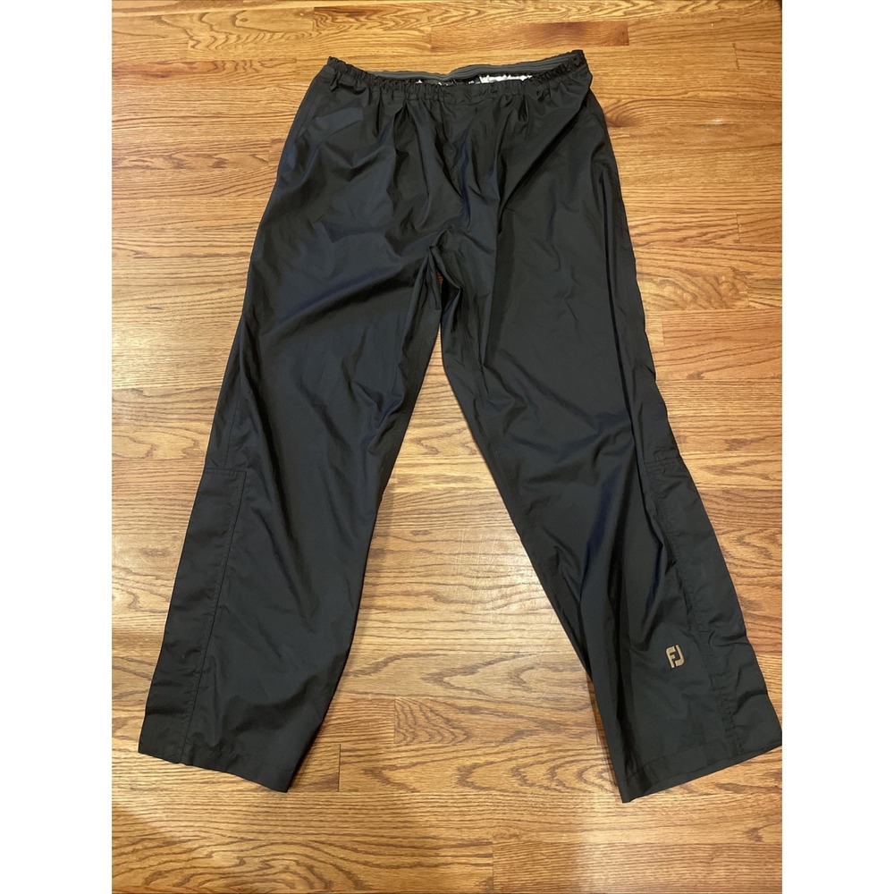 VTG Footjoy Dryjoys Men's Golf‎ Rain Pants Black Zip-Off Stretch Baggy Size XXL